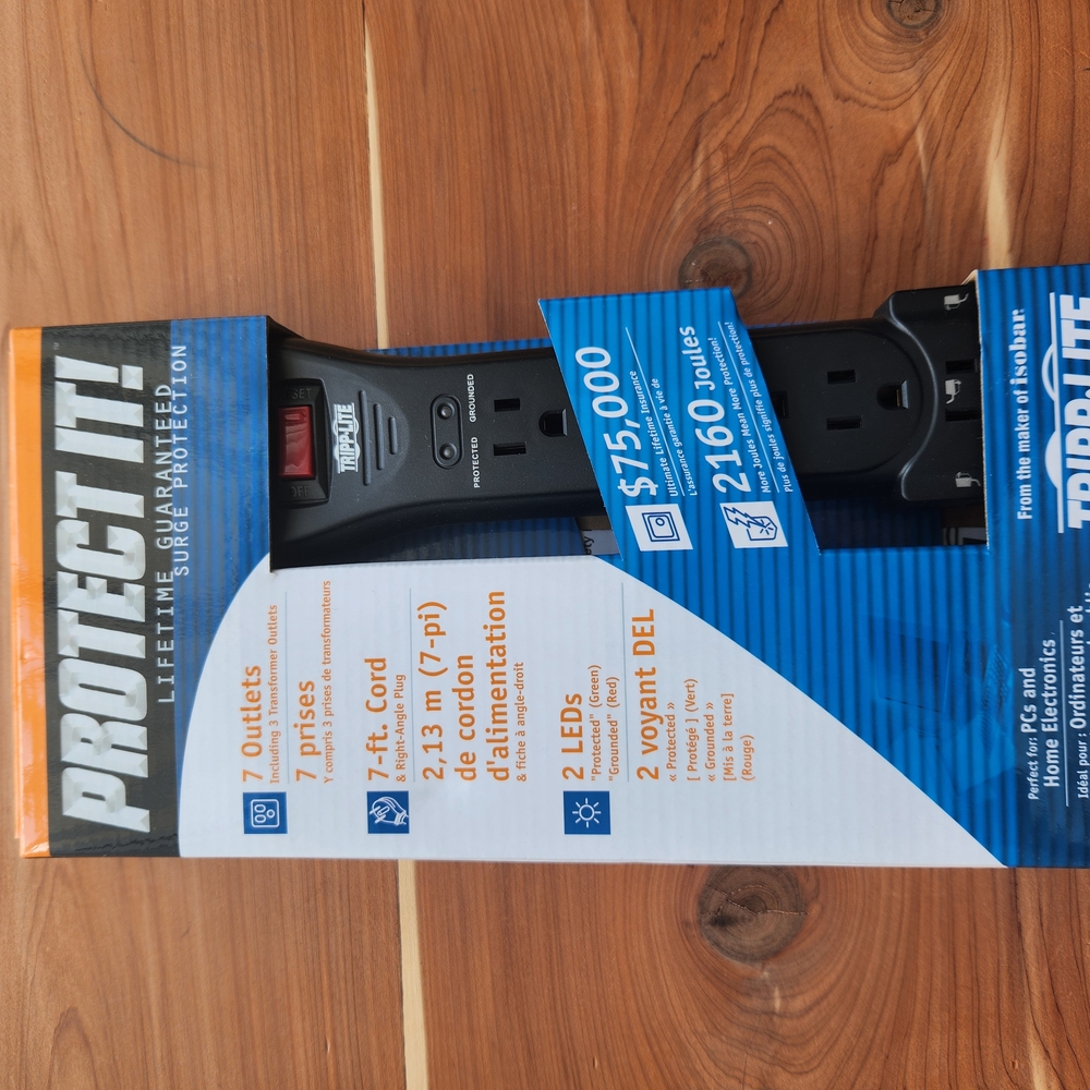 Black Surge Protector Power Strip